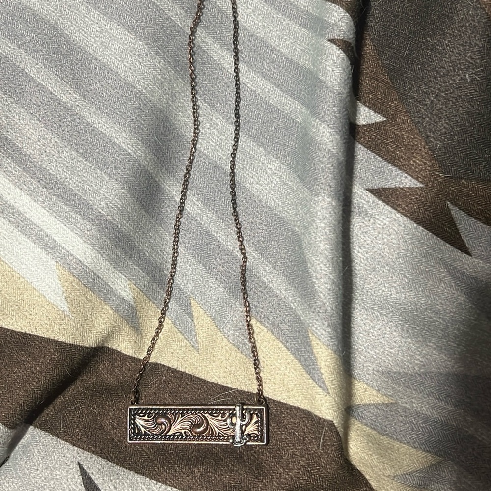Western cactus bar necklace